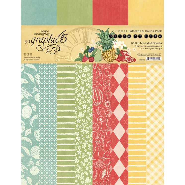 Graphic 45 Slice of Life 8.5” x 11” Patterns & Solids Pack